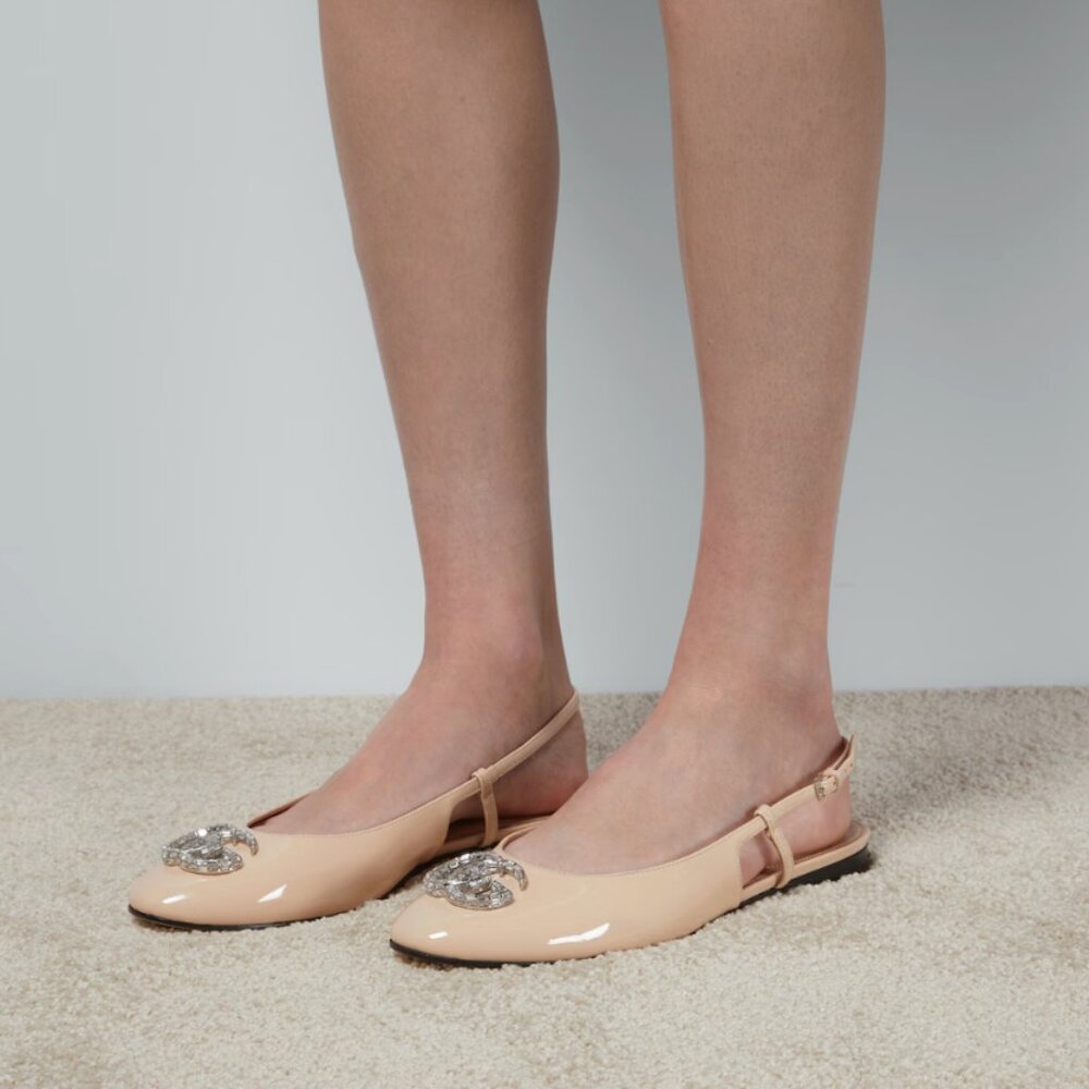 Gucci Crystal GG Leather Slingback Flats - Picture 7 of 7